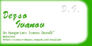 dezso ivanov business card